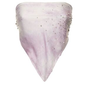 DES PHEMMES EMBELLISHED SATIN BANDANA TOP